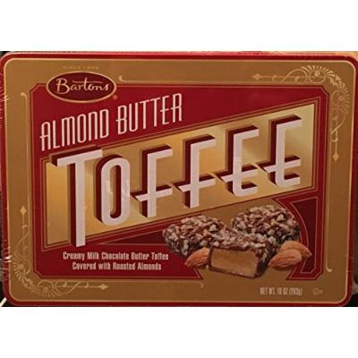 Almond Butter Toffee - Bartons 10oz Gift Tin - Creamy Milk Chocolate Butter Toffee Covered with Roasted Almonds