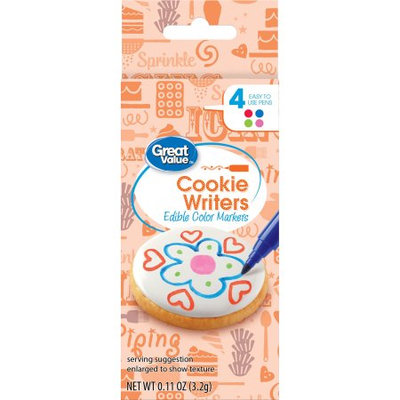 Wal-mart Stores, Inc. Great Value Cookie Writers (Edible Color Markers), 4 pens
