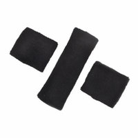 GOGO Thick Solid Color Sweatband Set (1 Headband + 2 Wristbands)-Black
