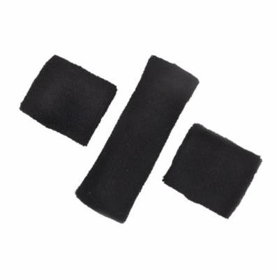 GOGO Thick Solid Color Sweatband Set (1 Headband + 2 Wristbands)-Black