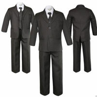 NEW BABY TODDLER & BOY WEDDING Brown Pin Stripe FORMAL TUXEDO SUIT S M L XL-12