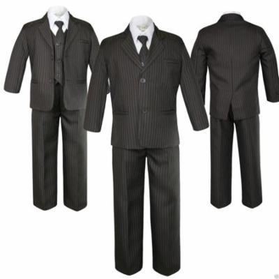NEW BABY TODDLER & BOY WEDDING Brown Pin Stripe FORMAL TUXEDO SUIT S M L XL-12