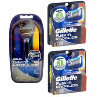 Gillette Fusion Proglide Razor + 2 Refill Blades w/ Gillette Fusion Proglide Refill Cartridges 4 Ct (Pack of 2) + Old Spice Deadlock Spiking Glue, Travel Size, .84 Oz