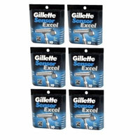 Gillette Sensor Excel Refill Blade Cartridges, 10 Ct. (Pack of 6) + 3 Count Eyebrow Trimmer