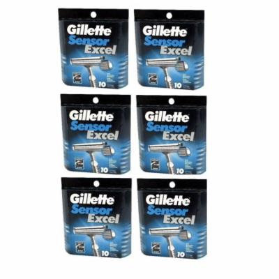 Gillette Sensor Excel Refill Blade Cartridges, 10 Ct. (Pack of 6) + 3 Count Eyebrow Trimmer