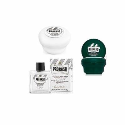 Proraso Shave Soap, Sensitive 150 ml + Proraso shaving soap menthol and eucalyptus 4oz + Proraso Liquid After Shave Cream, 3.4 Ounce + Old Spice Deadlock Spiking Glue, Travel Size, .84 Oz