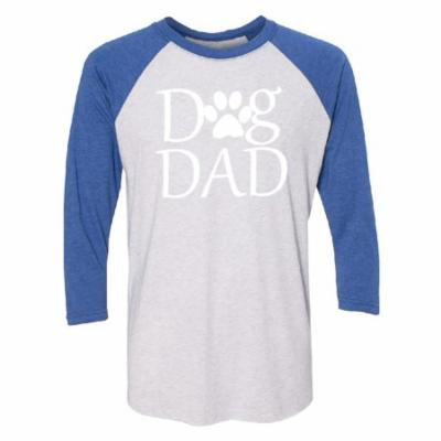 Dog Dad Paw Adopt Pet 3/4 Raglan Tee Jersey Royal / White X-Large