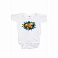 7 ate 9 Apparel Boy's Super Hero Birthday Onepiece - 0-3 Month Onepiece