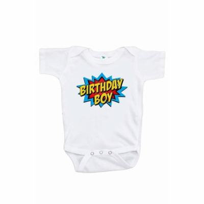 7 ate 9 Apparel Boy's Super Hero Birthday Onepiece - 0-3 Month Onepiece