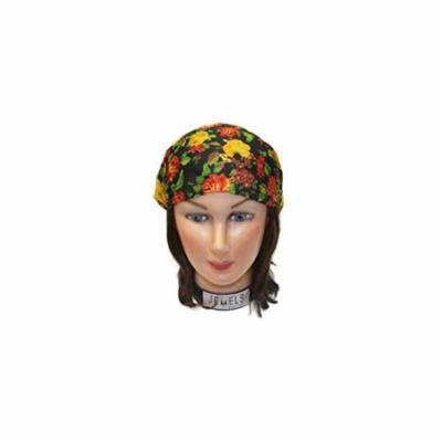 Floral Mult Embroidery Headbands / Head wrap / Yoga Headband / Head Sarf / Best Looking Head Band for Sports or Fashion, or Exercise (Black)