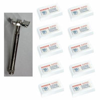 Double Edge Safety Razor + Merkur Double Edge Safety Razor Blades 10 ct. (Pack of 10) + Schick Slim Twin ST for Sensitive Skin