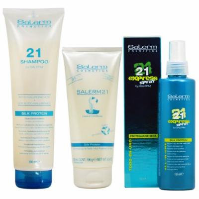 Salerm 21 Shampoo 10.8oz + Leave In Conditioner 6.9oz + Express Spray 5.04oz