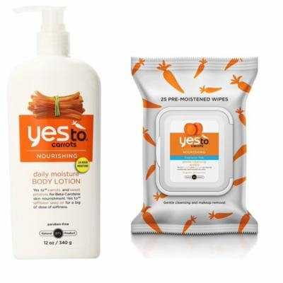 Yes To Carrots Moisturizing Body Lotion, 12 Fl Oz + Fragrance-Free Gentle Cleansing Wipes, 25 Ct + Old Spice Deadlock Spiking Glue, Travel Size, .84 Oz