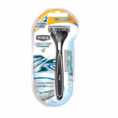Schick Quattro Razor & Cartridges, Titanium Coated Blades, 1 Razor, 2 Cartridges + Schick Slim Twin ST for Sensitive Skin