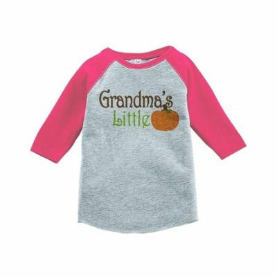 Custom Party Shop Baby's Grandma's Little Pumpkin Fall Pink Raglan - 3T