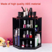 Qiilu 360-Degree Rotating Makeup Organizer, Adjustable Multi-Function Cosmetic Storage Unit, Compact Size with Large Capacity, Fits Different Types of Cosmetics and Accessories(black)