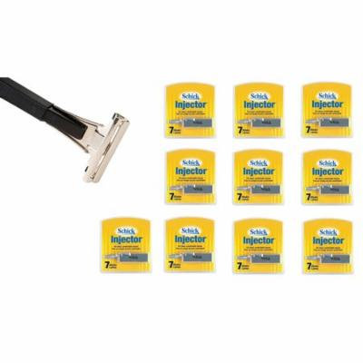 Shave Classic Single Edge Razor Handle with Schick Injector Refill Blades 7 Ct. (Pack of 10) + Old Spice Deadlock Spiking Glue, Travel Size, .84 Oz