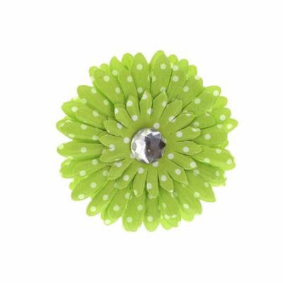 Hair Accessory Green Polka Dot Rhinestone Daisy Flower Hairclip (Set of 12)