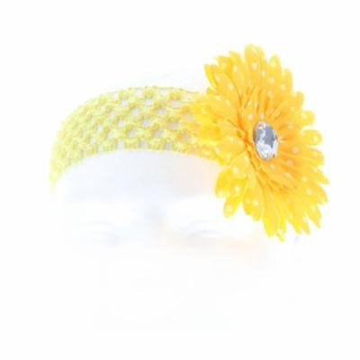 Hair Accessory Yellow Polka Dot Daisy Flower Crochet Headband (Set of 4)