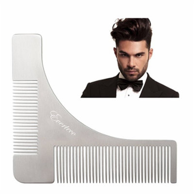 BeautyTale-Men's Beard Patterns Carding Tools Beard Brush Stainless Steel Combs Right Angle Comb Beard Comb
