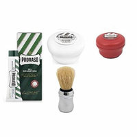 Proraso Shaving Soap, Sandalwood 150 ml + Proraso Shaving Soap, Sensative 150 ml + Proraso Professonal Shaving Brush + Proraso Styptic Gel 10ml + Schick Slim Twin ST for Dry Skin