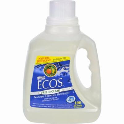 Earth Friendly Ecos Ultra 2x All Natural Laundry Detergent - Free And Clear - Pack of 4 - 100 Fl Oz