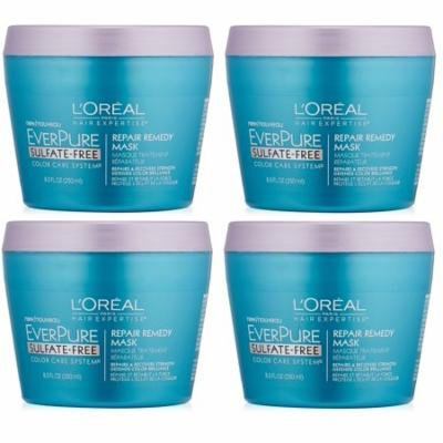 L'Oreal Paris Hair Care Expertise Everpure Repair and Defend Rinse Out Mask, 8.5 Fl Oz (Pack of 4) + 3 Count Eyebrow Trimmer