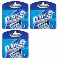 Personna Matrix3 Titanium Triple Blade Refill Cartridge Blades, 4 Ct. (Pack of 3) + 3 Count Eyebrow Trimmer