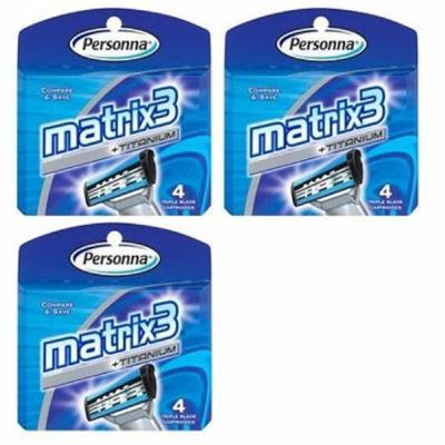 Personna Matrix3 Titanium Triple Blade Refill Cartridge Blades, 4 Ct. (Pack of 3) + 3 Count Eyebrow Trimmer