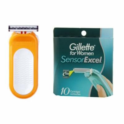 Compatible Razor fits with Sensor Excel for Women Refill Cartridges + Womens Sensor Excel 10 Ct. + 3 Count Eyebrow Trimmer