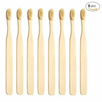 Genkent Natural Bamboo Toothbrush Made with Bamboo Charcoal Infused Bristles (8 counts, Light Yellow)