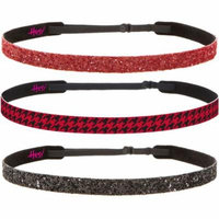Hipsy Adjustable NO SLIP Houndstooth Fashion Headbands for Women & Girls Gift Pack (Black/Red/Ruby 3pk)