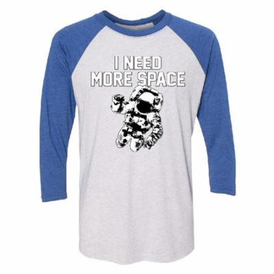 I Need More Space Astronaut 3/4 Raglan Tee Jersey Royal / White XX-Large