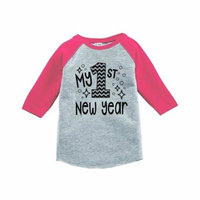 7 ate 9 Apparel Baby's 1st New Year's Eve Pink Baseball Tee - 3T