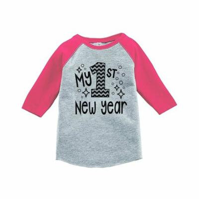 7 ate 9 Apparel Baby's 1st New Year's Eve Pink Baseball Tee - 3T