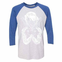 Marilyn Monroe Two Gun Bandana 3/4 Raglan Tee Jersey Royal / White Large