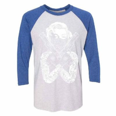 Marilyn Monroe Two Gun Bandana 3/4 Raglan Tee Jersey Royal / White Large