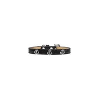 Silver Anchor Widget Dog Collar Black Ice Cream Size 10