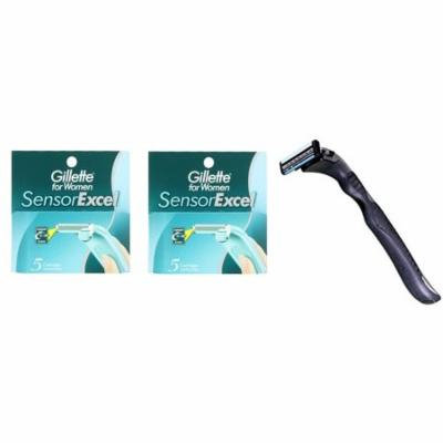 Compatible Razor + Gillette Sensor Excel Women's Razor Blade Refills, 5 Count (2 Pack) + Old Spice Deadlock Spiking Glue, Travel Size, .84 Oz