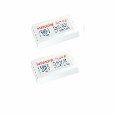 Merkur Double Edge Safety Razor Blades, 10 ct. (Pack of 2) + Schick Slim Twin ST for Dry Skin