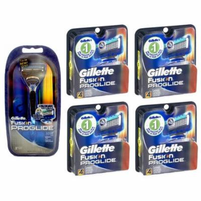Gillette Fusion Proglide Razor + 2 Refill Blades w/ Gillette Fusion Proglide Refill Cartridges 4 Ct (Pack of 4) + Old Spice Deadlock Spiking Glue, Travel Size, .84 Oz