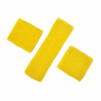 GOGO Thick Solid Color Sweatband Set (1 Headband + 2 Wristbands)-Yellow