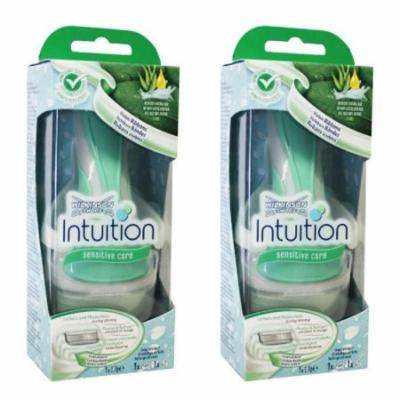 Wilkinson by Schick Intuition Sensitive Care Razor with 1 Refill Cartridge and Shower Hanger (2 Pack) + Scunci Black Roller Pins, 18 Pcs