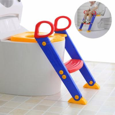 Bathroom Suite 3 In 1 Baby Infant Potty Training Toilet Safety Chair Non-Slipping Seat Step Adjustable Ladder Trainer Toddler, Blue And Red