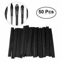 50pcs Makeup Brush Mesh Cover Cosmetic Brush Protector Net Sleeve Guards (Black)