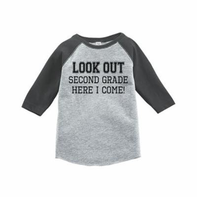 Custom Party Shop Kids Look Out 2nd Grade Grey Baseball Tee - 3T