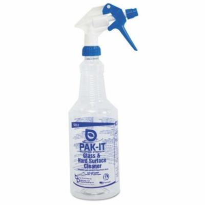 Pak-It. 555120004012 Color-Coded Trigger-Spray Bottle, 32 oz, Blue, Glass/Hard Surface Cleaner