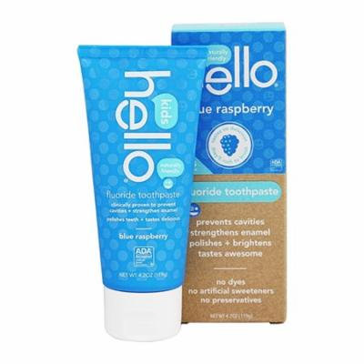 Hello Oral Care Kids Fluoride Toothpaste Blue Raspberry, 4.2 Oz, 3 Pack