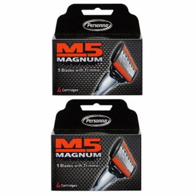 Personna M5 Magnum 5 Refill Razor Blade Cartridges, 4 ct. (Pack of 1) + Schick Slim Twin ST for Sensitive Skin