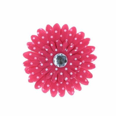 Hair Accessory Hot Pink Polka Dot Rhinestone Daisy Flower Hairclip